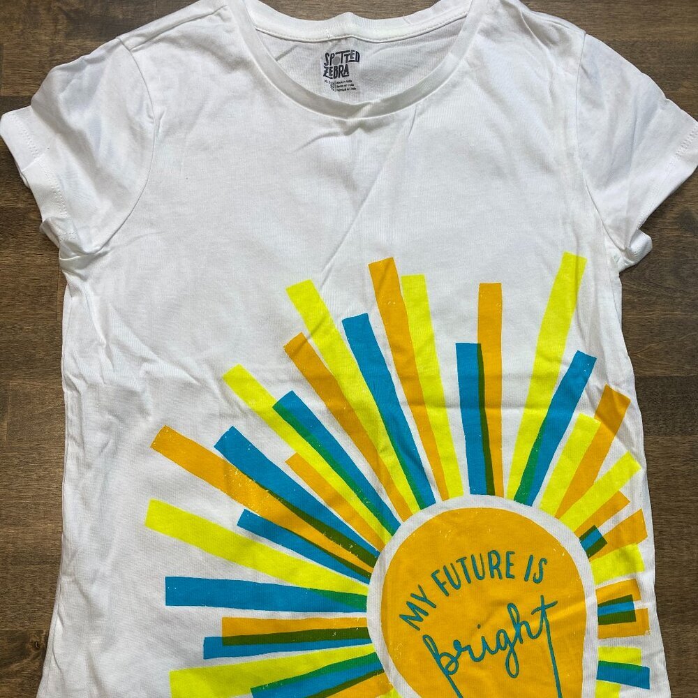 💚Spotted Zebra "My Future is Bright" Short Sleeve Girls Tee – Kids XL (10-12)